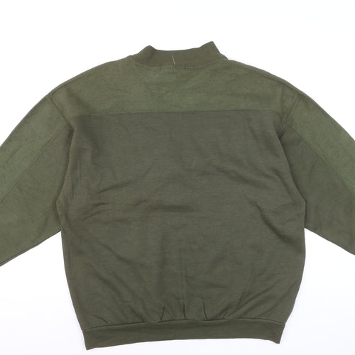 I.O.U Men's Green XL Vintage 90s Graphic High Neck Pullover Jumper