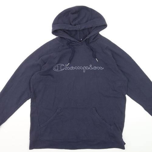 Champion Men's Navy Blue Pullover Hoodie XL Cotton Blend Logo
