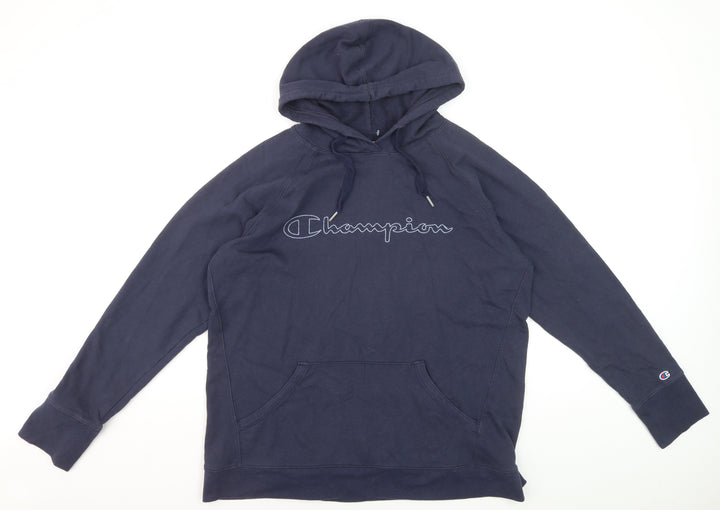 Champion Men's Navy Blue Pullover Hoodie XL Cotton Blend Logo