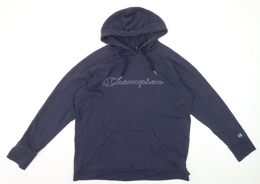 Champion Men's Navy Blue Pullover Hoodie XL Cotton Blend Logo