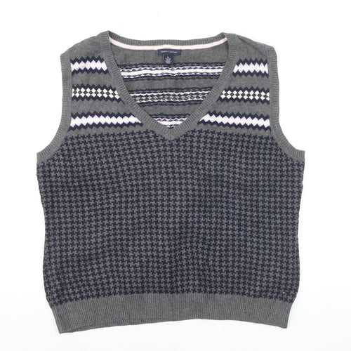 Tommy Hilfiger Men's Grey Fair Isle Sleeveless Knit Vest Jumper XL
