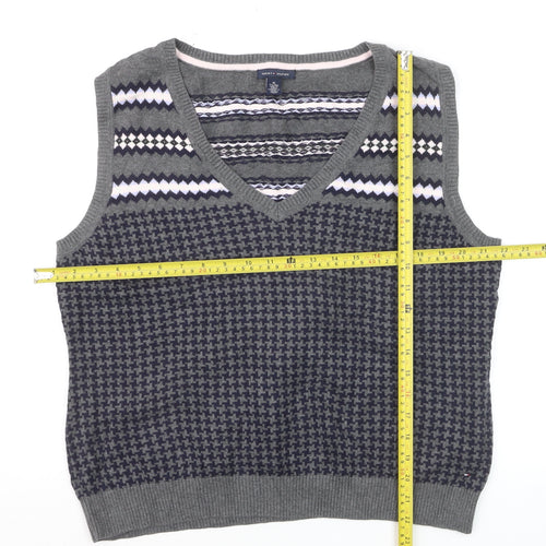 Tommy Hilfiger Men's Grey Fair Isle Sleeveless Knit Vest Jumper XL