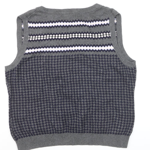 Tommy Hilfiger Men's Grey Fair Isle Sleeveless Knit Vest Jumper XL