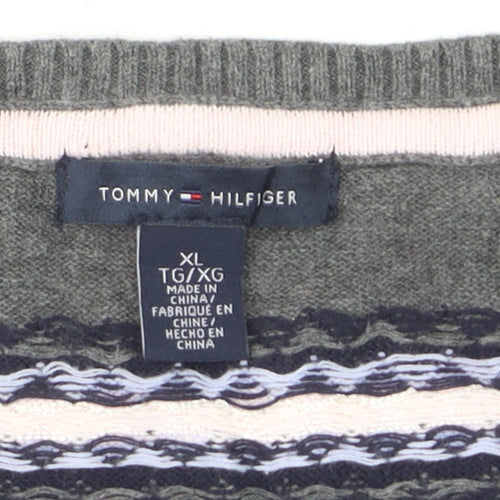 Tommy Hilfiger Men's Grey Fair Isle Sleeveless Knit Vest Jumper XL