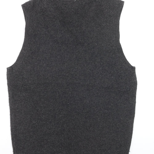 Le 31 Men's Grey Argyle Lambswool V-Neck Vest L Sleeveless Knit Jumper