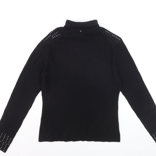 Yuka Women's Black Studded Roll Neck Slim Fit Jumper Size 14