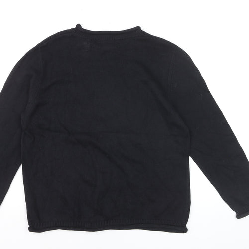 Designers Originals Studio Women Black L Pullover Christmas Jumper Snowman Cotton Knit