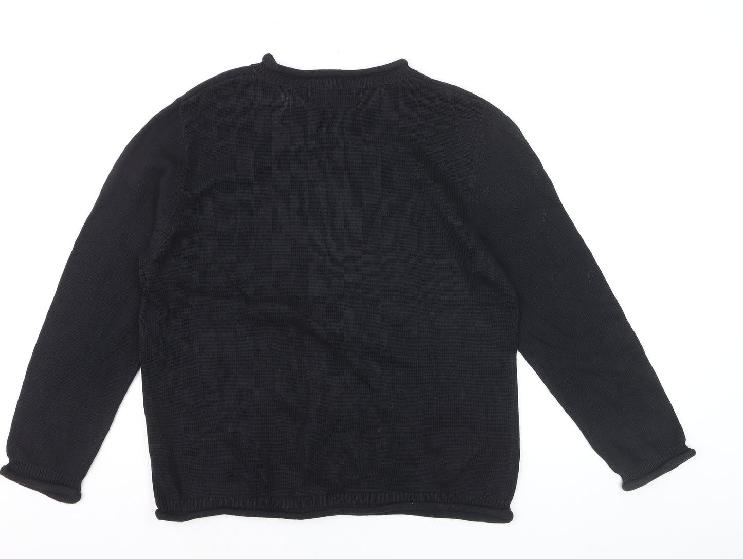 Designers Originals Studio Women Black L Pullover Christmas Jumper Snowman Cotton Knit