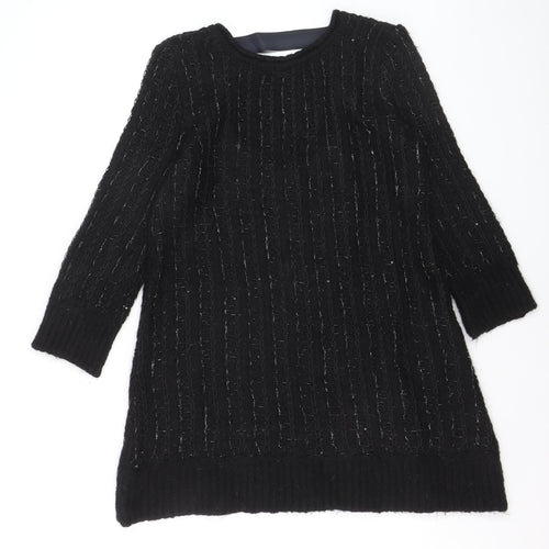 ZARA Women Black Sequin Knit Pullover Jumper Size L