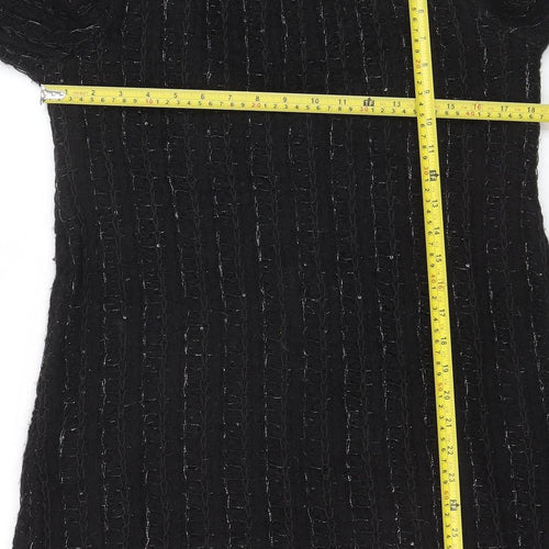 ZARA Women Black Sequin Knit Pullover Jumper Size L