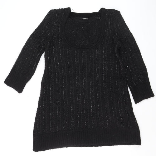 ZARA Women Black Sequin Knit Pullover Jumper Size L