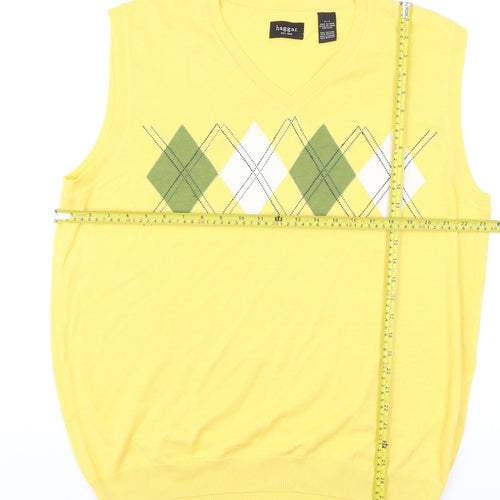 Haggar Men's Yellow Argyle Sleeveless V-Neck Knit Vest XL