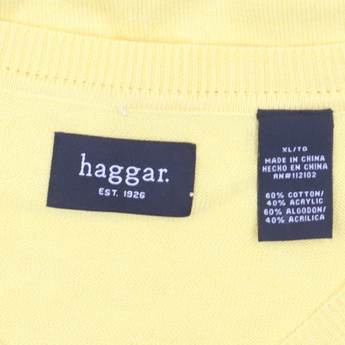 Haggar Men's Yellow Argyle Sleeveless V-Neck Knit Vest XL