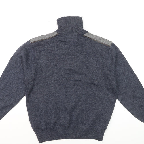 Ocean Sport Men's Blue Wool Blend Half Zip Jumper M