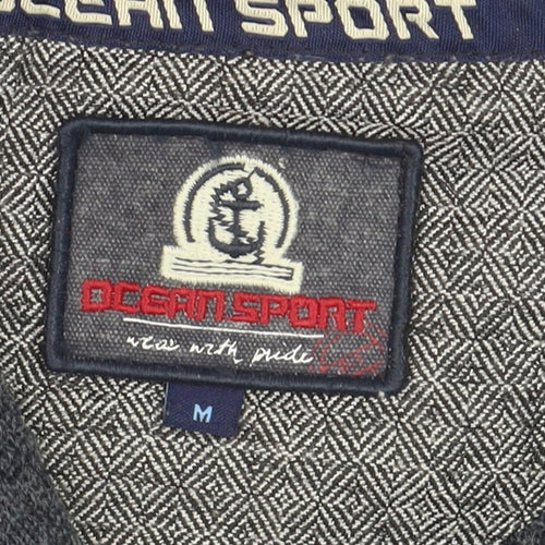 Ocean Sport Men's Blue Wool Blend Half Zip Jumper M