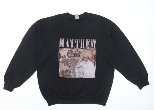 Gildan Men's Black Heavy Blend Graphic Pullover Sweatshirt L