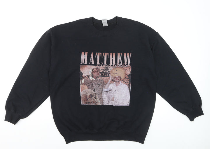 Gildan Men's Black Heavy Blend Graphic Pullover Sweatshirt L