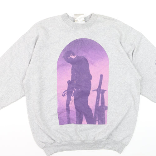 Hanes Men's Grey L Graphic Print Pullover Sweatshirt Retro Music Design