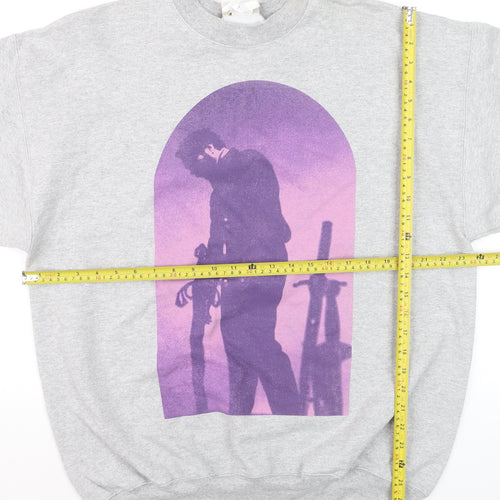 Hanes Men's Grey L Graphic Print Pullover Sweatshirt Retro Music Design