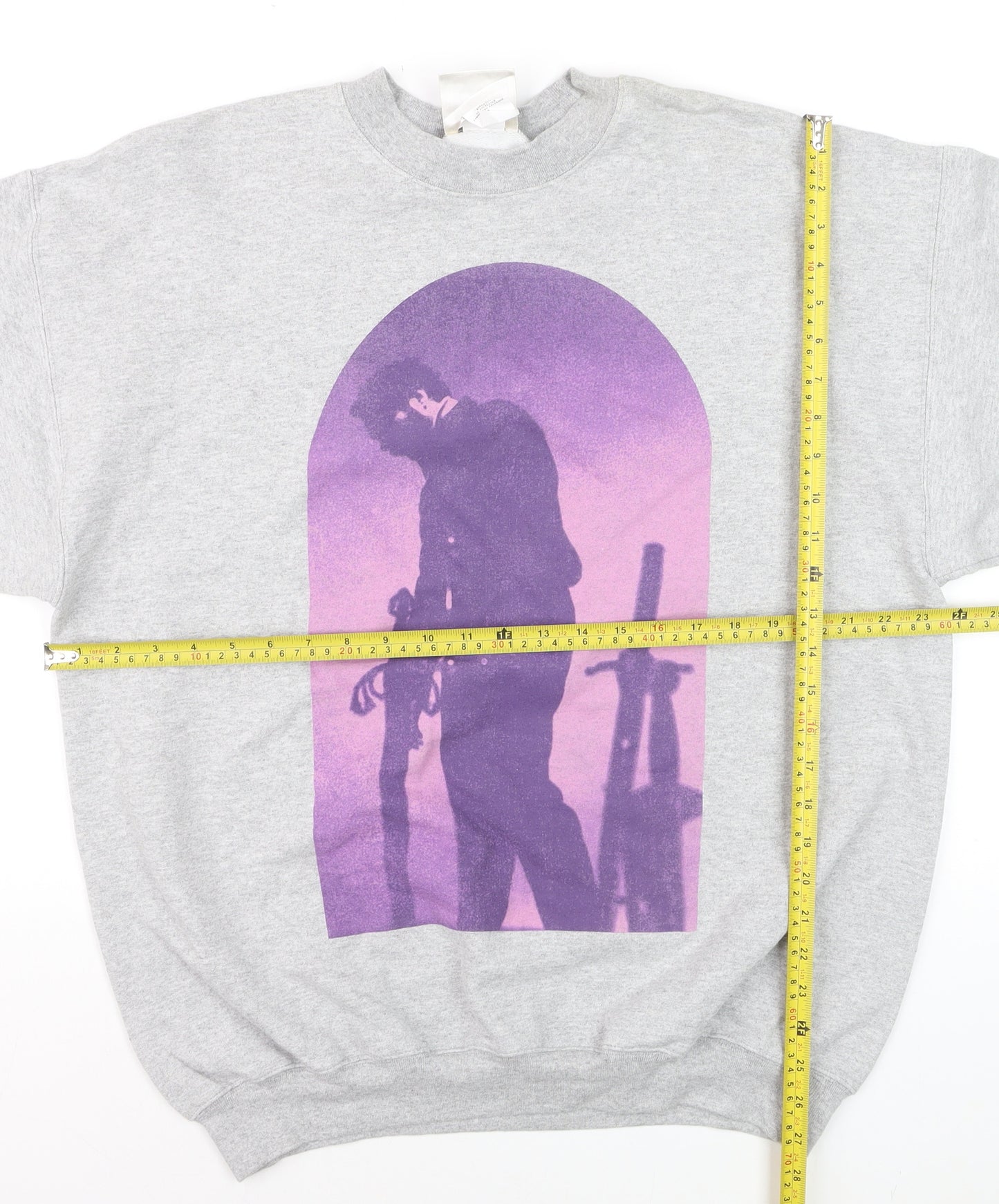 Hanes Men's Grey L Graphic Print Pullover Sweatshirt Retro Music Design