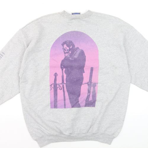 Hanes Men's Grey L Graphic Print Pullover Sweatshirt Retro Music Design