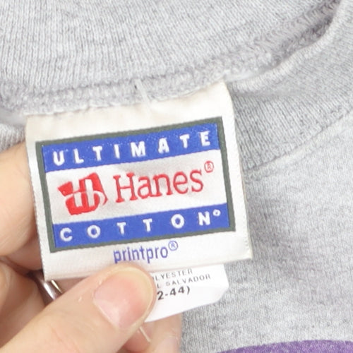 Hanes Men's Grey L Graphic Print Pullover Sweatshirt Retro Music Design