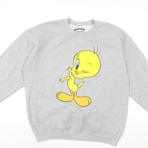 Looney Tunes Men's Grey Tweety Graphic Sweatshirt Pullover L