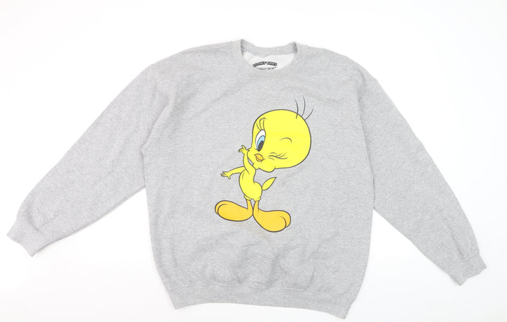 Looney Tunes Men's Grey Tweety Graphic Sweatshirt Pullover L