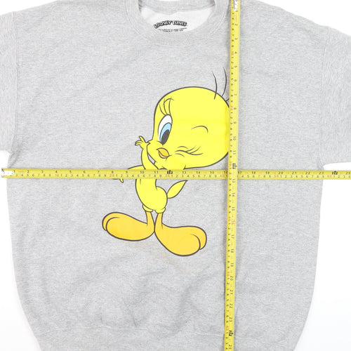 Looney Tunes Men's Grey Tweety Graphic Sweatshirt Pullover L
