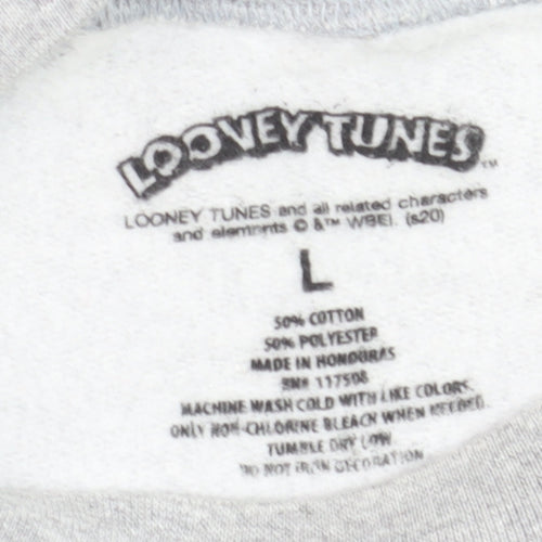 Looney Tunes Men's Grey Tweety Graphic Sweatshirt Pullover L