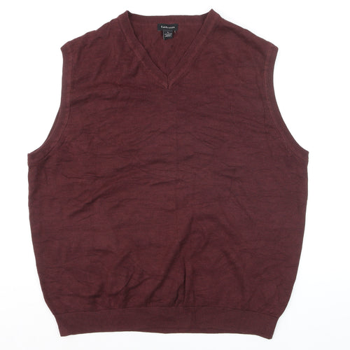 Van Heusen Men’s Red V-Neck Cotton Blend Sleeveless Vest L