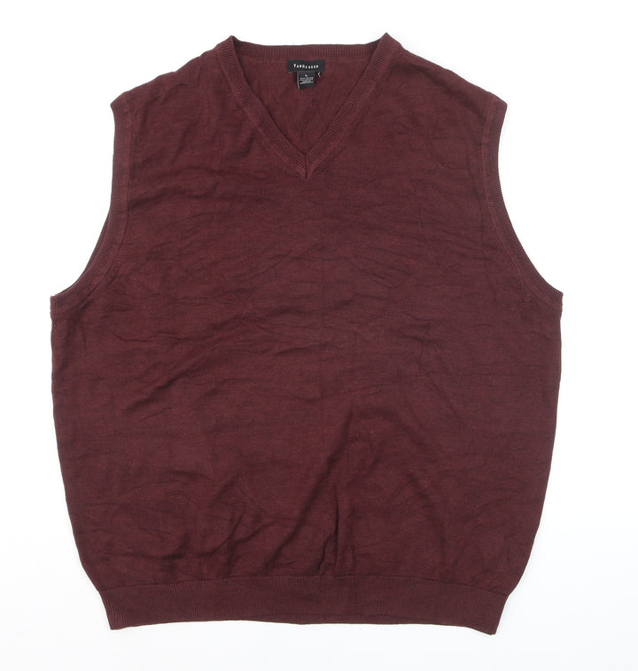 Van Heusen Men’s Red V-Neck Cotton Blend Sleeveless Vest L