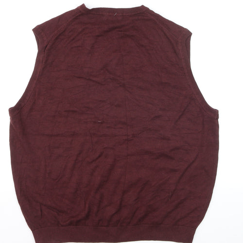 Van Heusen Men’s Red V-Neck Cotton Blend Sleeveless Vest L