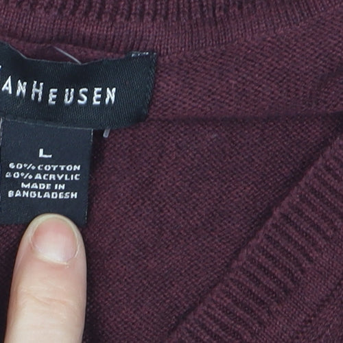 Van Heusen Men’s Red V-Neck Cotton Blend Sleeveless Vest L