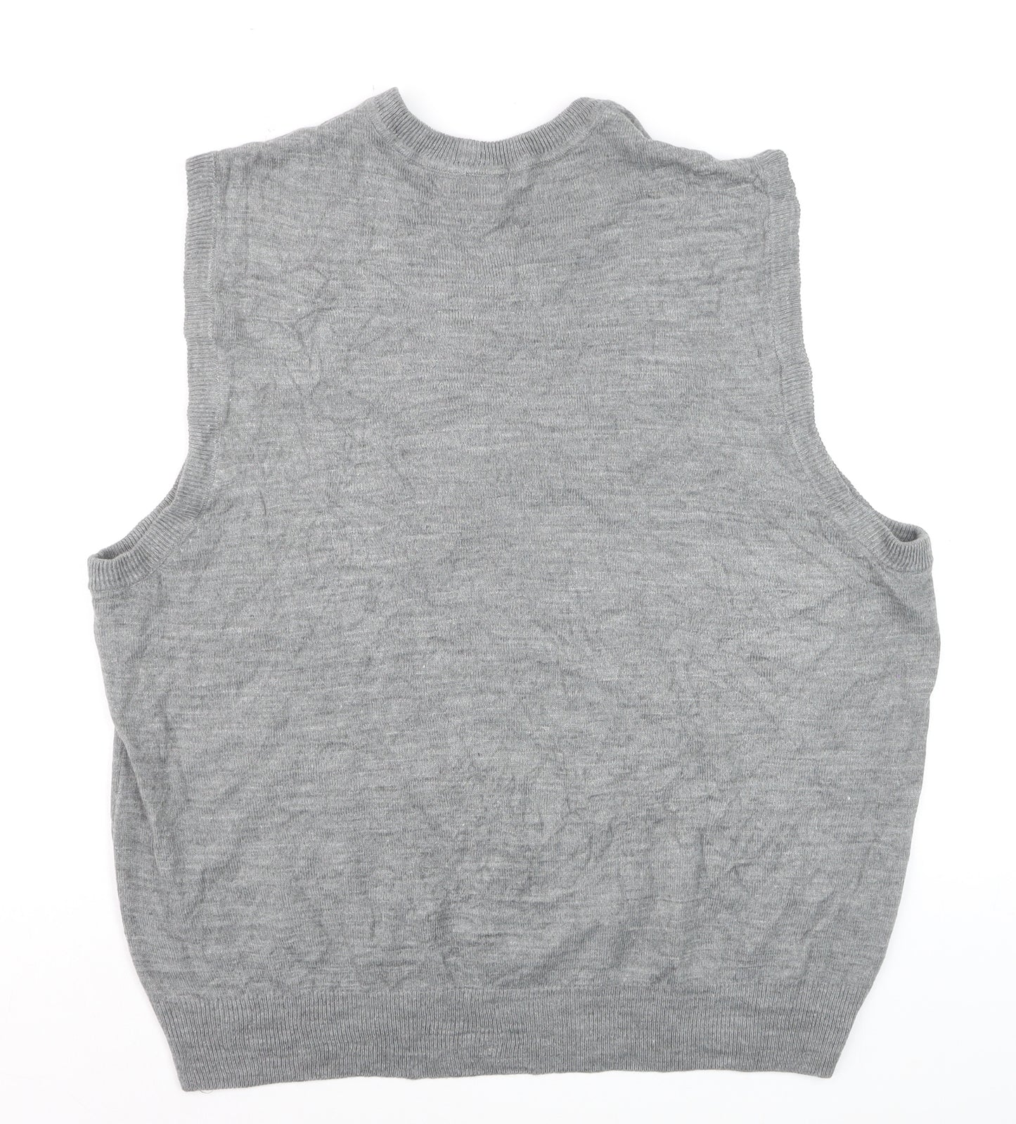 Dockers Men's Grey Argyle V-Neck Sweater Vest 2XL Regular Fit