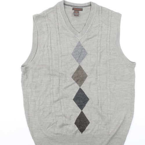Dockers Men's Grey Argyle V-Neck Knit Sleeveless Vest L