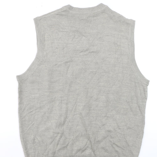 Dockers Men's Grey Argyle V-Neck Knit Sleeveless Vest L