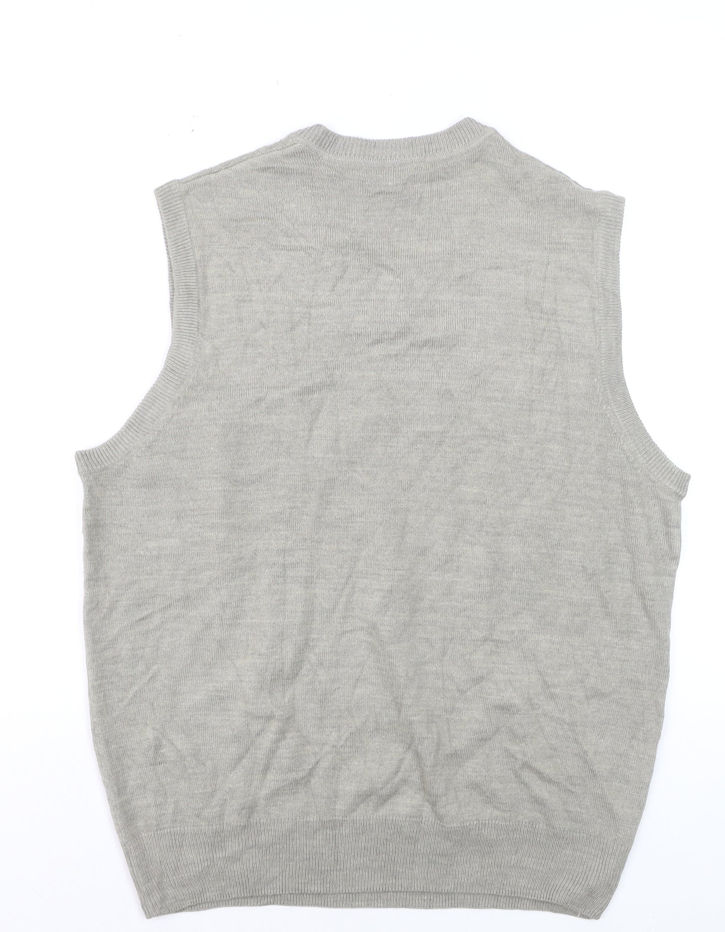 Dockers Men's Grey Argyle V-Neck Knit Sleeveless Vest L