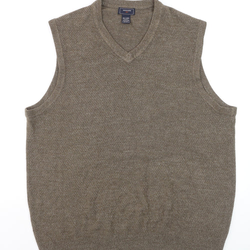 Dockers Men Brown 2XL Knit Sleeveless V-Neck Vest Jumper