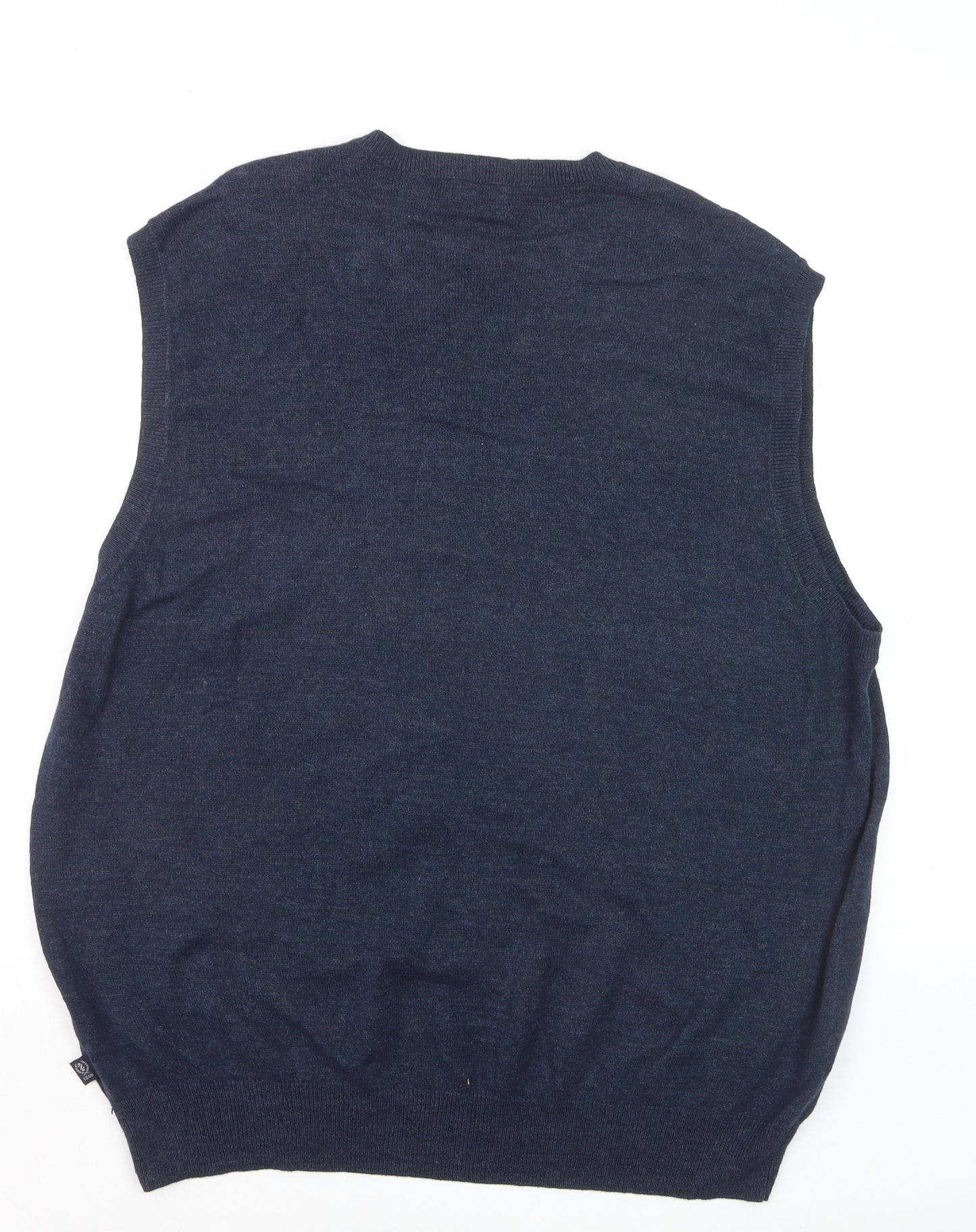 IZOD Men's Blue Argyle Sleeveless V-Neck Cotton Blend Knit Jumper Vest XL