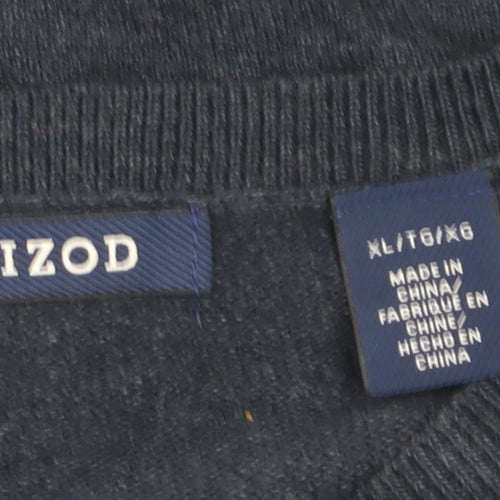 IZOD Men's Blue Argyle Sleeveless V-Neck Cotton Blend Knit Jumper Vest XL