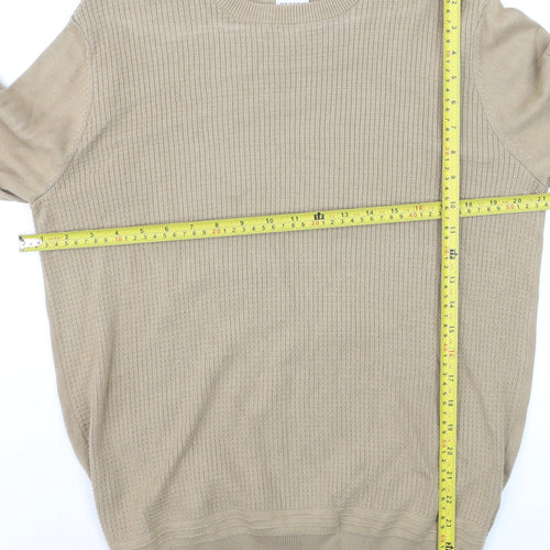 Zara Men’s Beige Cotton Knit Crew Neck Pullover Jumper M