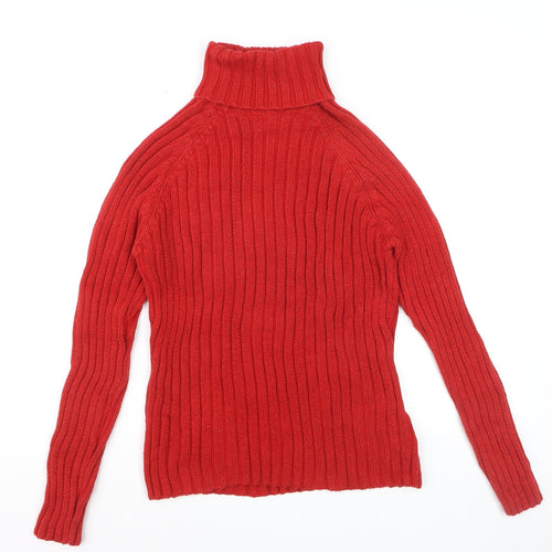St. John's Bay Women's Red Roll Neck Cotton Knit Jumper Size L