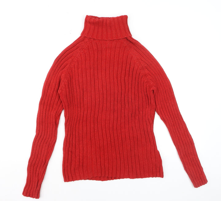 St. John's Bay Women's Red Roll Neck Cotton Knit Jumper Size L