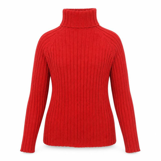 Front view of St. John's Bay Women's Red Roll Neck Cotton Knit Jumper, size L