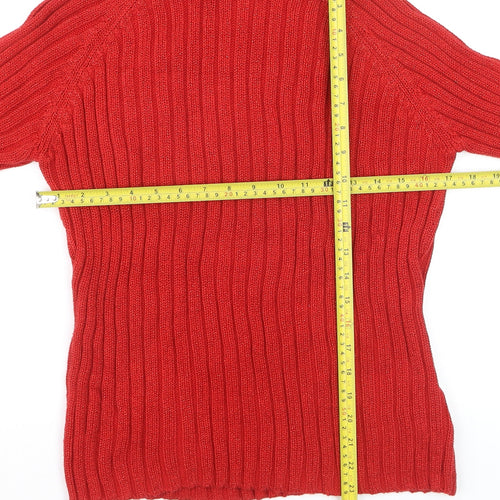 St. John's Bay Women's Red Roll Neck Cotton Knit Jumper Size L