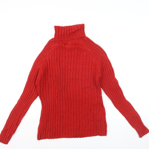 St. John's Bay Women's Red Roll Neck Cotton Knit Jumper Size L