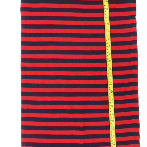 Esprit Women Red Navy Stripe Shift Dress Size S Cotton Stretch