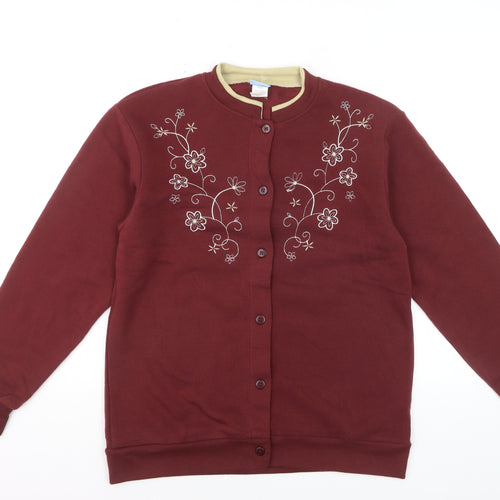 Comfort Corner Women's Red Embroidered Cardigan Size S