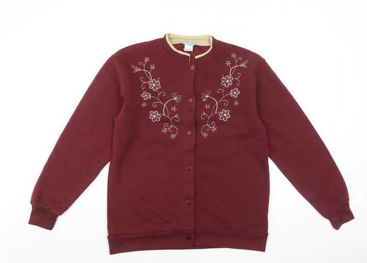 Comfort Corner Women's Red Embroidered Cardigan Size S